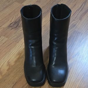 Black Faux Leather Women's Boots